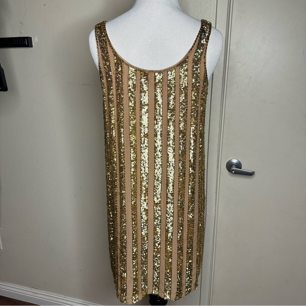 Haute hippie gold 100% silk sequin shift dress size small - Picture 6 of 8